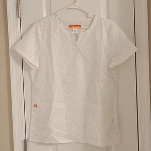 Orange Standard White Scrub Top